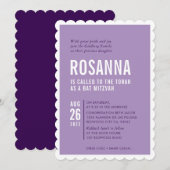 BAT MITZVAH modern minimalistisch design paarse Kaart (Voorkant / Achterkant)