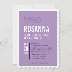 BAT MITZVAH modern minimalistisch design paarse Kaart