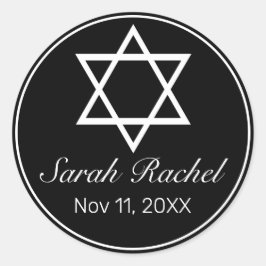 Bat Mitzvah Modern Minimalistisch Wit Zwart Ronde Sticker