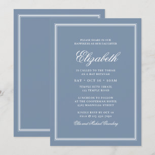 Bat Mitzvah Modern Monogram op Eenvoudig Lijst Kaart