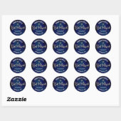 Bat Mitzvah Modern Navy Blauw Goud Glitter Script Ronde Sticker (Vel)