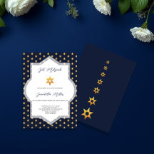 Bat Mitzvah Modern Navy Blauwe Ster Van David