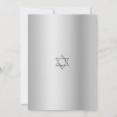 Bat Mitzvah Modern Navy Silver Foil Glitter Script Kaart (Achterkant)