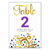 Bat Mitzvah Modern Paars Gold Foil Tree of Life Kaart (Achterkant)