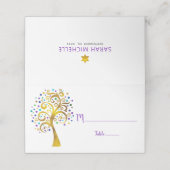 Bat Mitzvah Modern Paars Gold Foil Tree of Life Plaatskaartje (Buitenkant ongevouwen)