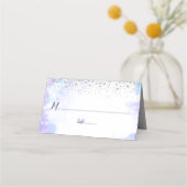 Bat Mitzvah Modern Paarse Waterverf Silver Stippen Plaatskaartje (Voorkant)