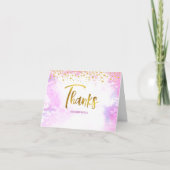 Bat Mitzvah Modern Pink Waterverf Gold Script Bedankkaart (Voorkant)