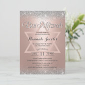 Bat Mitzvah Modern Roos Gold & Silver Glitter Kaart (Staand voorkant)