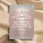 Bat Mitzvah Modern Roos Gold & Silver Glitter Kaart<br><div class="desc">Bat Mitzvah Modern Roos Gold Silver Glitter Invitations.</div>