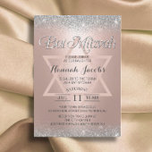 Bat Mitzvah Modern Roos Gold & Silver Glitter Kaart
