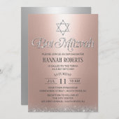 Bat Mitzvah Modern Roos Gold Sparking Typografie Kaart (Voorkant / Achterkant)