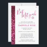 Bat Mitzvah Modern Roze Minimale Glitter Stripe Kaart<br><div class="desc">Roze en zwarte moderne, dunne glitter elegant Bat Mitzvah nodigt uit tot een modern en leuk roze thema mitzvah ceremonie en luncheon. Het coördineren van uitnodigingstussenvoegselkaarten en decoraties om uw elegant en gierig thema van de Bat Mitzvah te voltooien is beschikbaar in de de ontwerperwinkel van de Grafiek Zazzle van...</div>
