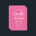 BAT MITZVAH modern  roze wit script goud Kaart<br><div class="desc">door kat massard >>> kat@simplysweetPAPERIE.com <<<<< Een trendy uitnodigingsontwerp voor de BAR/BAT MITZVAH Setup van uw kind als sjabloon kunt u eenvoudig uw eigen gegevens toevoegen of op de knop Aanpassen klikken en tekst, lettertypen, formaten enz. toevoegen of wijzigen TIP: 1. Als u afbeeldingen wilt wijzigen/verplaatsen/achtergrondkleur wilt wijzigen, klikt u...</div>