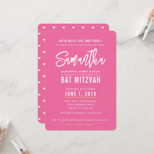 BAT MITZVAH modern roze wit script goud Kaart