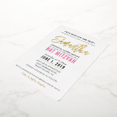 BAT MITZVAH modern schrift mooie roze goud Folie Uitnodiging (Gedraaid)