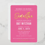 BAT MITZVAH modern schrift mooie roze goud Folie Uitnodiging<br><div class="desc">door kat massard >>> kat@simplysweetPAPERIE.com <<<</div>