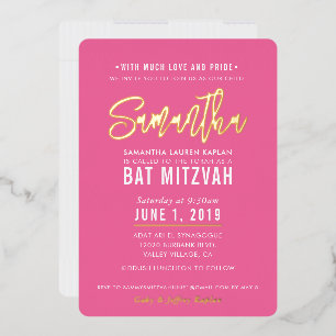 BAT MITZVAH modern schrift mooie roze goud Folie Uitnodiging