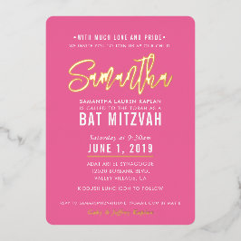 BAT MITZVAH modern schrift mooie roze goud Folie Uitnodiging