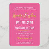 BAT MITZVAH modern script mooie roze goud Folie Uitnodiging (Voorkant)