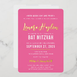 BAT MITZVAH modern script  roze goud Folie Uitnodiging
