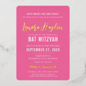 BAT MITZVAH modern script  roze goud Folie Uitnodiging (Voorkant)