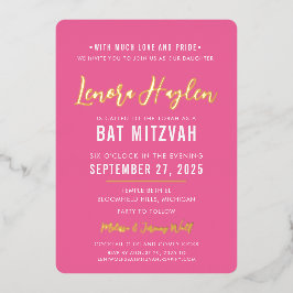 BAT MITZVAH modern script  roze goud Folie Uitnodiging
