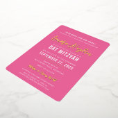 BAT MITZVAH modern script  roze goud Folie Uitnodiging (Gedraaid)