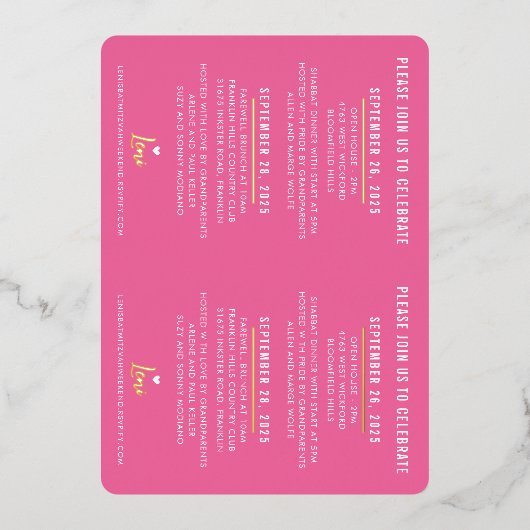 BAT MITZVAH modern script  roze goud Folie Uitnodiging (Voorkant)