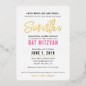 BAT MITZVAH modern script roze goud Folie Uitnodiging (Voorkant)