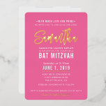 BAT MITZVAH modern script  roze goud Folie Uitnodiging<br><div class="desc">door kat massard >>> kat@simplysweetPAPERIE.com <<<<< Een trendy uitnodigingsontwerp voor de BAR/BAT MITZVAH Setup van uw kind als sjabloon kunt u eenvoudig uw eigen gegevens toevoegen of op de knop Aanpassen klikken en tekst, lettertypen, formaten enz. toevoegen of wijzigen TIP: 1. Als u afbeeldingen wilt wijzigen/verplaatsen/achtergrondkleur wilt wijzigen, klikt u...</div>
