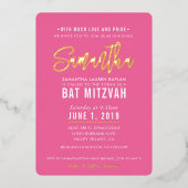 BAT MITZVAH modern script  roze goud Folie Uitnodiging (Voorkant)