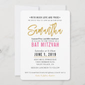 BAT MITZVAH modern script  roze goud Kaart (Voorkant)