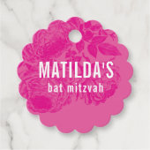 BAT MITZVAH modern sierlijk bloemig roze Bedankjes Labels (Voorkant)