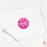 BAT MITZVAH modern sierlijk bloemig  roze Ronde Sticker<br><div class="desc">door kat massard >> https://linktr.ee/simplysweetpaperie <<<<</div>