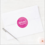 BAT MITZVAH modern sierlijk bloemig  roze Ronde Sticker<br><div class="desc">door kat massard >> https://linktr.ee/simplysweetpaperie <<<<</div>
