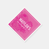 BAT MITZVAH modern sierlijk bloemig roze Servet (Hoek)