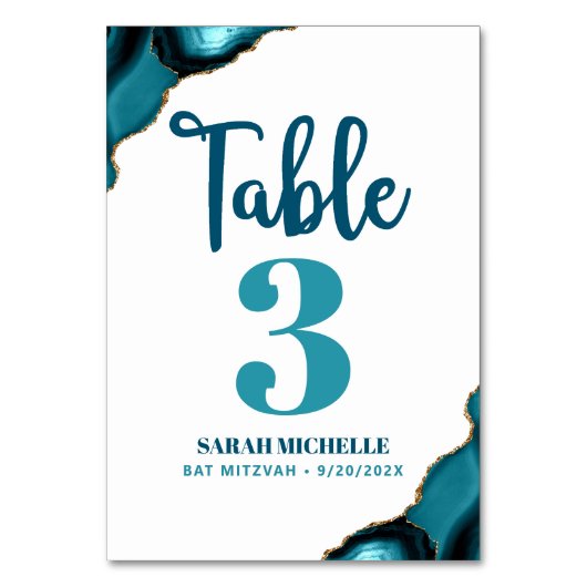 Bat Mitzvah Modern Turquoise Blauwgroen Agaat Scri Kaart (Achterkant)