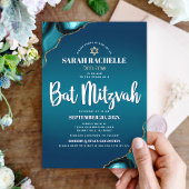 Bat Mitzvah Modern Turquoise Ombre Agate Script Kaart