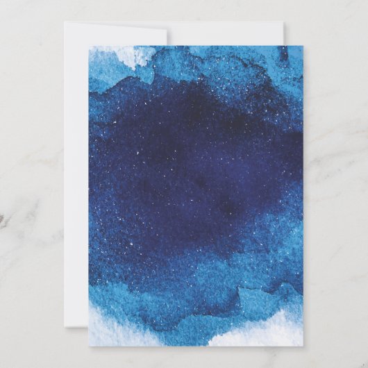 Bat Mitzvah Modern Typography Blue Waterverf Kaart (Achterkant)