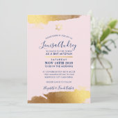 BAT MITZVAH modern verguld goud marine blush roze Kaart (Staand voorkant)