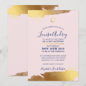 BAT MITZVAH modern verguld goud marine blush roze Kaart (Voorkant / Achterkant)