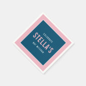 BAT MITZVAH modern vet blok donkerblauw roze Servet (Hoek)