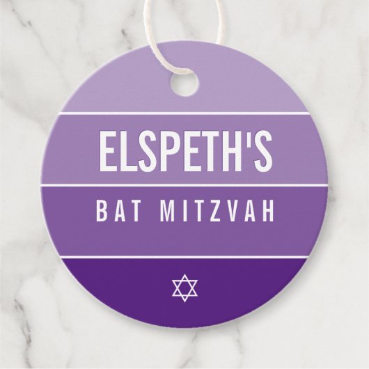 BAT MITZVAH modern vet ombre blok paarse Bedankjes Labels (Voorkant)