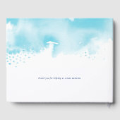 BAT MITZVAH moderne  aquablauwe waterverf Gastenboek (Achterkant)