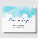 BAT MITZVAH moderne  aquablauwe waterverf Gastenboek<br><div class="desc">door kat massard >> https://linktr.ee/simplysweetpaperie <<<<</div>