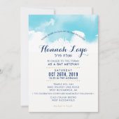 BAT MITZVAH moderne aquablauwe waterverf HANNAH Kaart (Voorkant)
