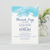 BAT MITZVAH moderne aquablauwe waterverf HANNAH Kaart (Staand voorkant)