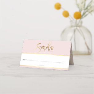 BAT MITZVAH moderne blush roze gouden naam SASHA Plaatskaartje
