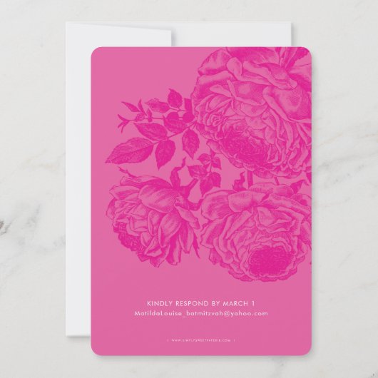 BAT MITZVAH moderne elegante rozen roze Kaart (Achterkant)