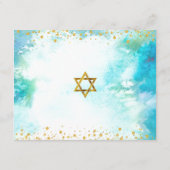 Bat Mitzvah moderne folie turkooise waterverf Informatiekaartje (Achterkant)